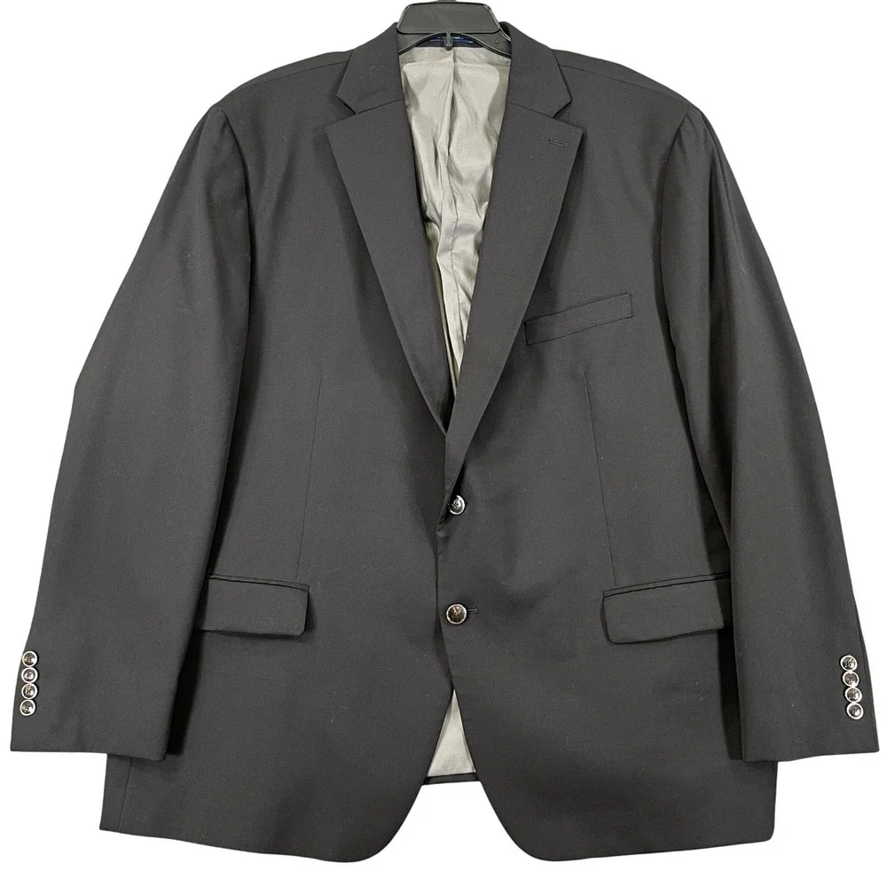 Hart Schaffner Marx Blazer Mens 52 Black Stretch Wool Blend Chicago Fit Business